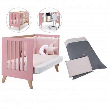 Berço Convertível Alondra Nexor Quartz 3 em 1 com Kit Co-Sleeping e Têxteis