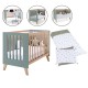 Berço Convertível Alondra Nexor Eucalyptus 4 em 1 com Barra Infantil, Kit Co-Sleeping e Têxteis