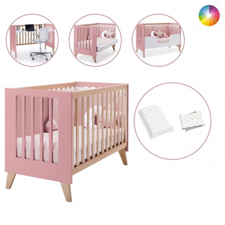 Berço Convertível Alondra Nexor Quartz 4 em 1 com Barra Infantil, Kit Co-Sleeping e Têxteis