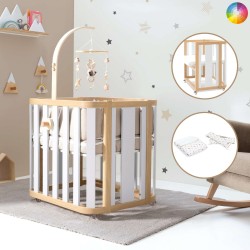 Mini Berço Convertível Alondra Crea Plus Uno White com Colchão, Kit Co-Sleeping e Têxteis