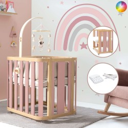 Mini Berço Convertível Alondra Crea Plus Uno Quartz com Colchão, Kit Co-Sleeping e Têxteis