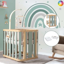 Mini Berço Convertível Alondra Crea Plus Uno Anthracite com Colchão, Kit Co-Sleeping e Têxteis