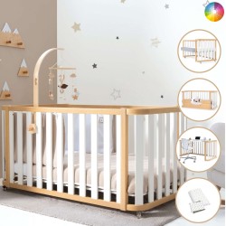 Berço Convertível Alondra Crea Plus Due White 4 em 1 Com Kit Co-Sleeping e Têxteis