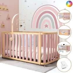 Berço Convertível Alondra Crea Plus Due Quartz 4 em 1 Com Kit Co-Sleeping e Têxteis