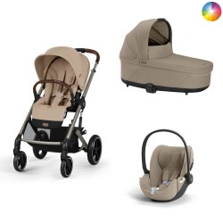 Carrinho de Bebé Cybex Balios S Lux Taupe, Alcofa e Cloud T i-Size Plus